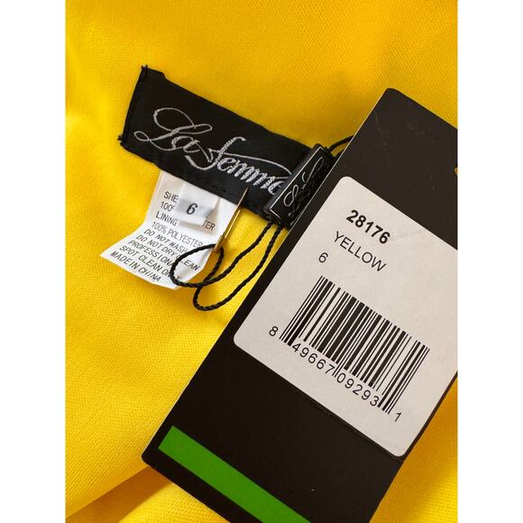 NEW LA FEMME Yellow 28176 One Shoulder Jersey Gown Prom Dress Size 6 - Picture 5 of 5